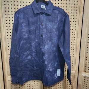 Wasted Collective Co Long Sleeve Shirt 3 Button Canvas Texture USA S NWT Blue